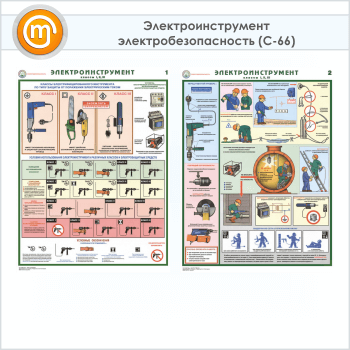 Плакаты «Электроинструмент - электробезопасность» (С-66, ламинированная бумага, А2, 2 листа)